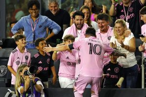 Leo Messi celebró su primer gol con el Inter de Miami con su familia.