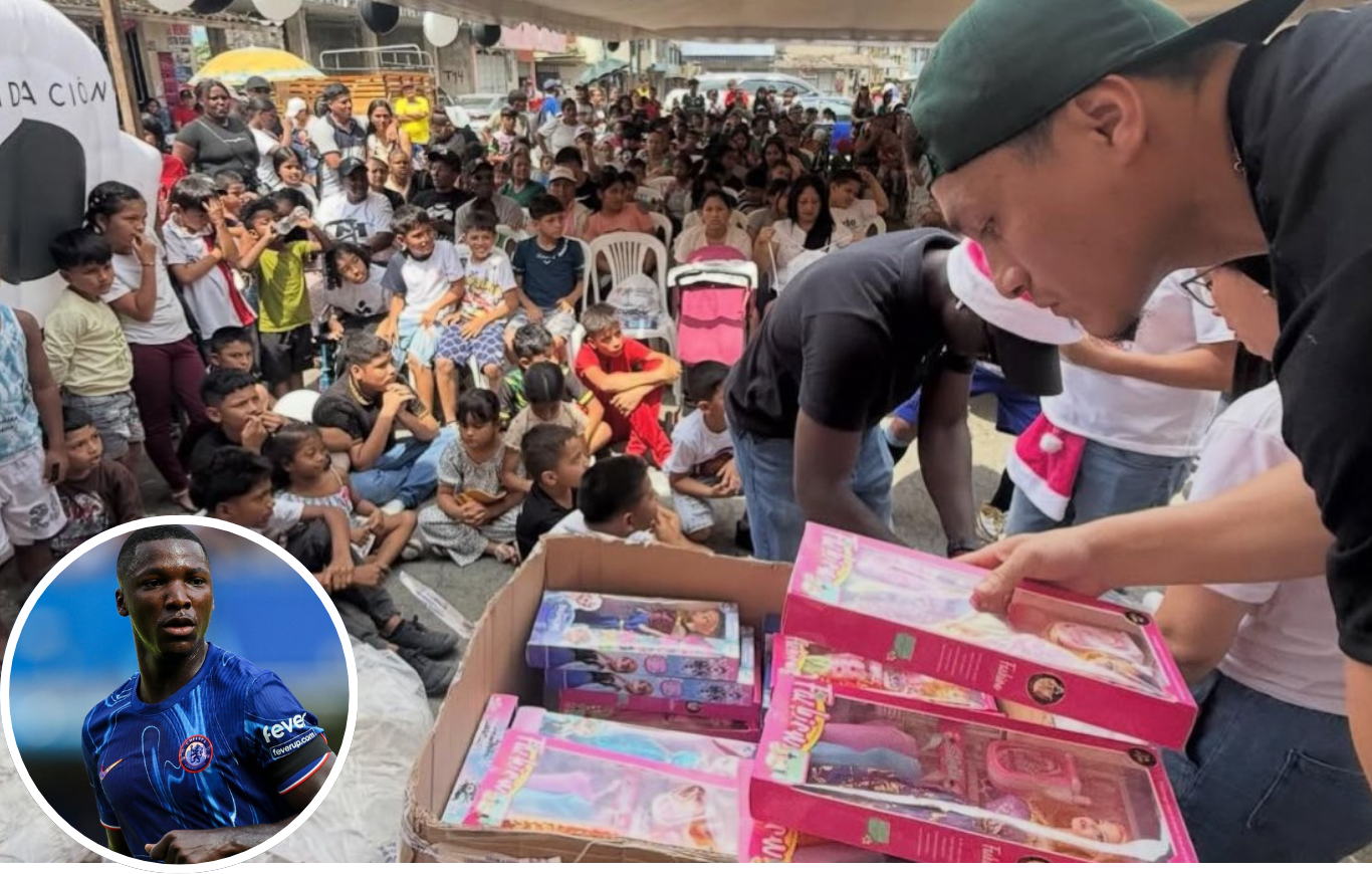 Moisés Caicedo llevó a través de su fundación un momento de alegría a cientos de niños de Santo Domingo