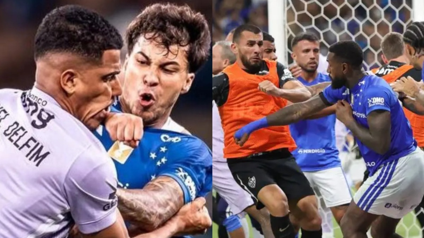Vea las terribles imágenes de la batalla campal que se dio entre los jugadores de Cruzeiro y Atlético Mineiro
