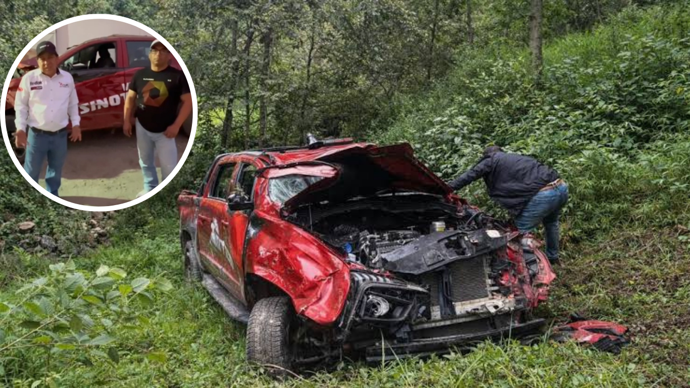 Dureza de la camioneta Sinotruk permitió que piloto de Rally de Saraguro saliera ileso tras caída de gran altura