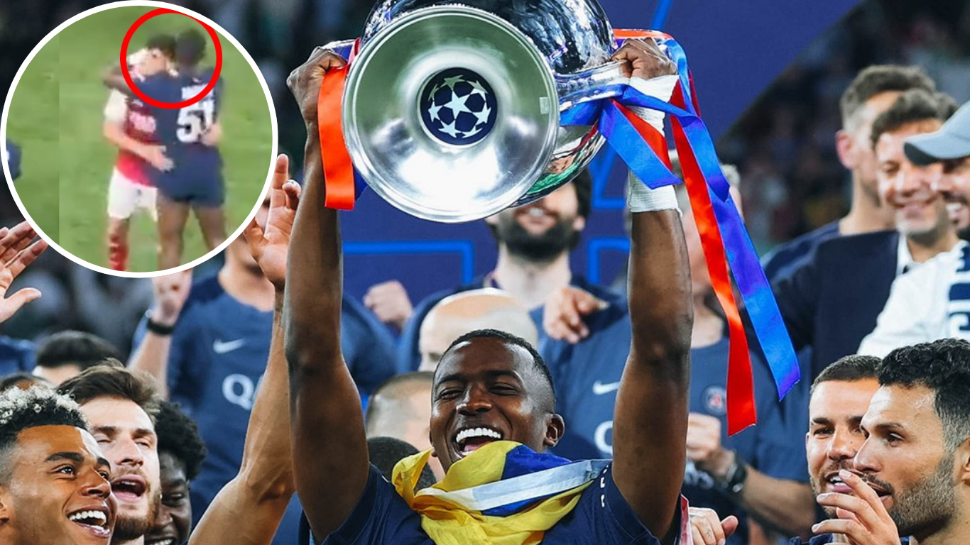 Así fue el abrazo entre Piero Hincapié y Willian Pacho, tras la final de la Champions League